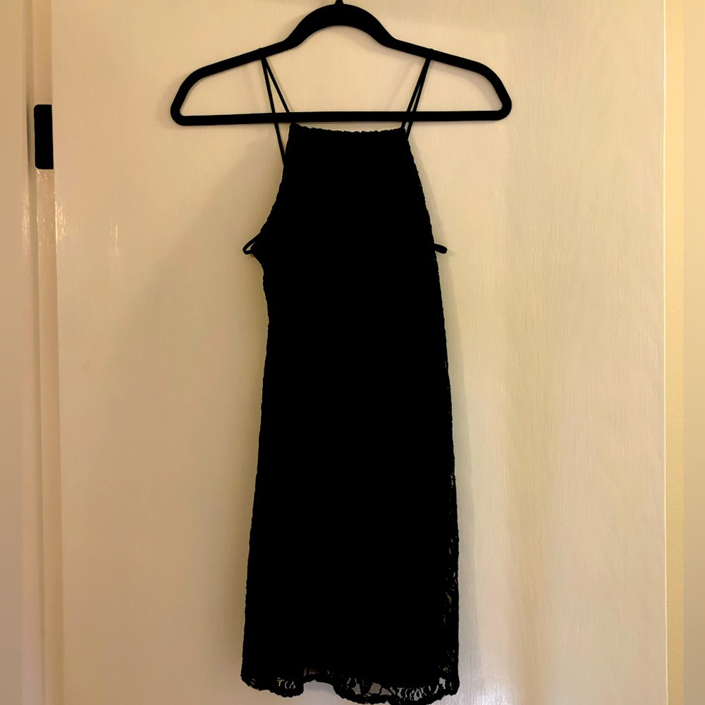 Black crochet mini dress for Urban Outfitters